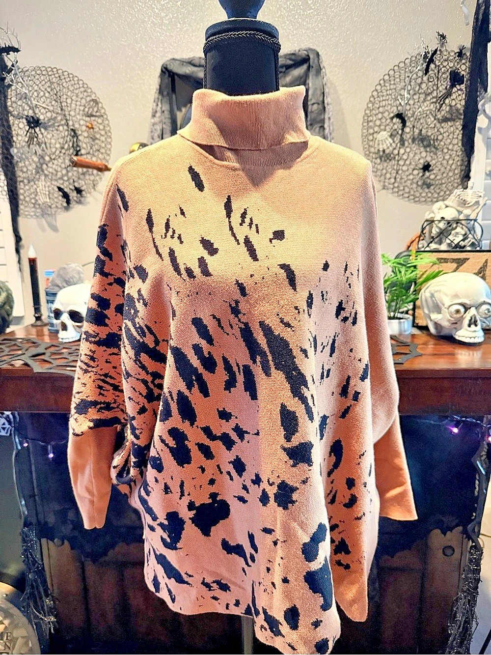 Alfani Animal Print Turtleneck Sweater